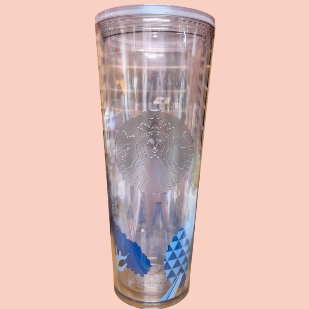 Starbucks Walt Disney World 24oz Venti Cold Cup Tumbler Cinderella Castle Clear